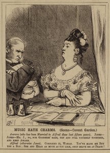 Viktorianisches Paar im Covent Garden Opernhaus, London (Stich) von English School