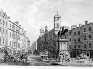 Ansicht in Charing Cross in Richtung Northumberland House, 1795 von English School