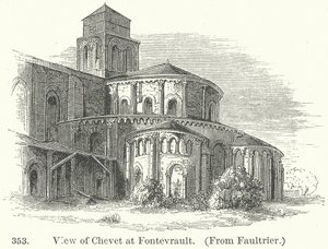 Ansicht des Chors in Fontevrault (Gravur) von English School