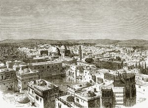 Blick auf Jerusalem vom Teich des Hiskia
