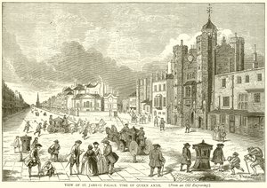 Ansicht von St. Jamess Palace, zur Zeit von Königin Anne von English School