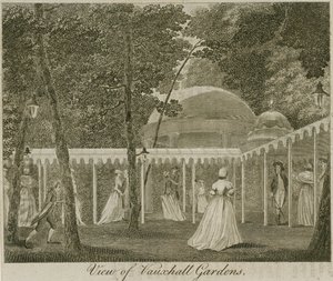 Ansicht der Vauxhall-Gärten, London von English School