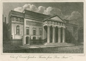 Ansicht der Außenseite des Covent Garden Theatre, London, von der Bow Street von English School