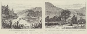 Ansichten auf der Route der geplanten Eisenbahn im Blue Mountain District von New South Wales
