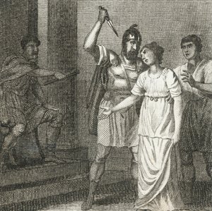 Virginius tötet seine Tochter, um sie aus der Macht des Appius zu befreien (Gravur)