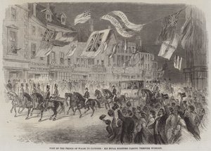 Besuch des Prinzen von Wales in Clumber, Seine Königliche Hoheit passiert Worksop (Stich) von English School