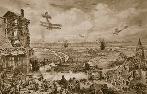 Lebhafter Eindruck des gewaltigen Kampfes um Armentieres im April 1918, 1918-19 von English School
