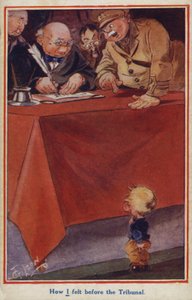Karikatur-Propagandapostkarte eines Kriegsdienstverweigerers aus dem Ersten Weltkrieg