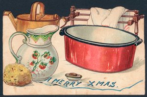Waschutensilien, Weihnachtskarte