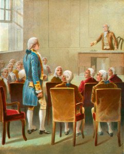 Washington zum Oberbefehlshaber gewählt von English School