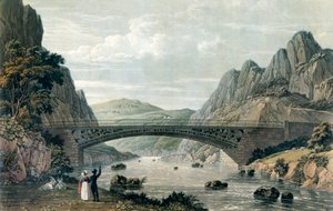 Waterloo-Brücke über den Fluss Conwy, Wales (Farbstich) von English School