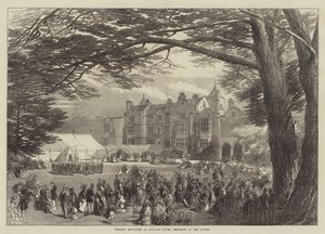 Hochzeitsfeierlichkeiten im Holland House, Frühstück im Garten (Gravur) von English School
