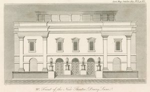 Westfront des neuen Drury Lane Theatre, London von English School