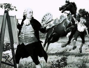 Als das Pferd sein Porträt sah, bäumte es sich vor Schreck auf von English School