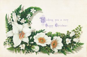 Wildrosen und Maiglöckchen, Weihnachtskarte von English School
