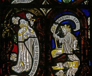 Fenster Ew, Jessebaum-Figuren: ein Prophet und Josaphat (sic) von English School