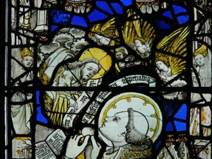Fenster S6 zeigt die Messe des St. Gregor von English School