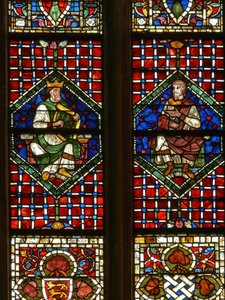 Fenster, das eine genealogische Figur zeigt: David und Nathan von English School