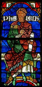 Fenster, das eine genealogische Figur zeigt: Phalec