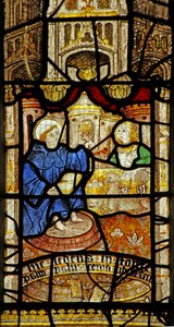 Fenster Nr. 5 zeigt St. Neot studiert den Psalter - Füße im Wasser von English School