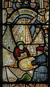 Fenster s2, die Geschichte der Arche Noah darstellend: Beladung der Arche