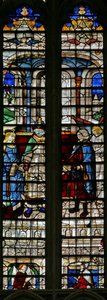 Fenster w2, Darstellung der Hochzeit von Tobias und Sarah von English School
