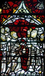 Fenster w3, Judas erhält das Silber darstellend