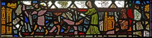 Fenster w40, Darstellung eines Randpanels mit einer Fuchsjagd von English School