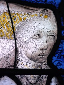 Fenster w5 zeigt Margaret Fray, Ehefrau von Sir John Leynham - Detail von English School