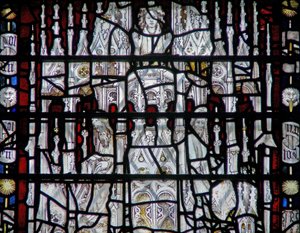 Fenster w6, Baldachin mit Figuren darstellend