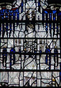 Fenster w6, Baldachin mit Figuren darstellend von English School