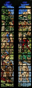 Fenster w7, Naaman wäscht sich im Jordan (Detail) von English School