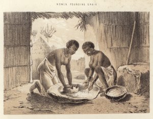 Frauen beim Kornstampfen