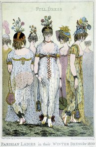 Wunderbar: Pariser Frauen in ihren Winterkleidern für 1800, englische Karikatur.