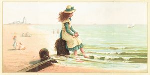 Junges Mädchen paddelt mit den Füßen im Meer