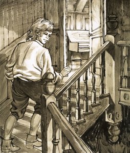 Der junge Händel schleicht sich auf den Dachboden, um Klavier zu spielen von English School