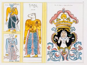 Zodiaksymbole, aus Die Geschichte und Lehre des Buddhismus von Edward Upham, 1829 von English School