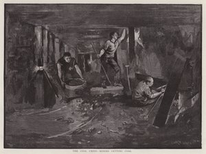 Bergleute arbeiten unter Tage an der Kohlenfront von Enoch Ward