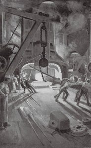 Der 40-Tonnen-Dampfhammer bei der Arbeit im Woolwich Arsenal von Enoch Ward