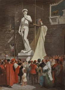 Michelangelo enthüllt die Statue von David, ca. 1863 von Enrico Pollastini