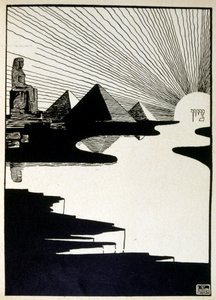 Passahfest, aus dem Buch Juda illustriert von Ephraim Moses Lilien (1874-1925). Lilien gilt als Vater der zionistischen Ikonographie, geschaffen im Jugendstil. Er illustrierte 