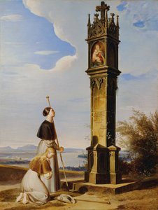 Zwei Pilgerinnen vor einem Bildstock ("Ave Maria")