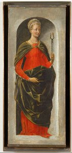 Die heilige Apollonia, rechte Säule des Altars des heiligen Vincent Ferrier, gemalt für Bologna von Francesco Cossa, vollendet von Ercole di Roberti