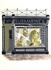 Die Marine-Lieferanten, gedruckt von der Curwen Press, aus High Street, von J.M. Richards, veröffentlicht von Country Life, 1938 (Satz von 24) von Eric Ravilious