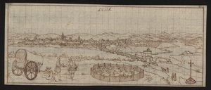 Vollseite: Stadtansicht: Ecija (Federzeichnung) von Erich Lessing