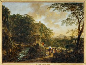 Landschaft mit Reisenden