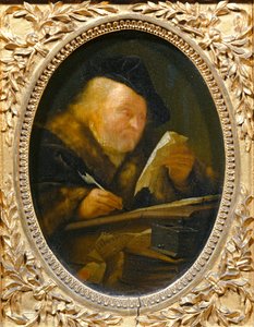 Alter Mann beim Schreiben von Erich Lessing