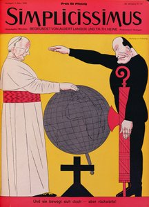 Papst Pius XI. (1857-1939) und Mussolini (1883-1945) zur Zeit des Lateranvertrags von 1929, Titelillustration der Zeitschrift 