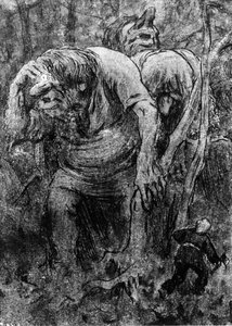 Die kleinen Jungen treffen die Trolle im Hedals-Wald