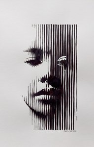 Nachdenkliches Linienkunstporträt